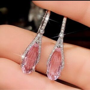Elegant Pink, Two Tones Of Green, and Blue Adorable Teardrop Earrings